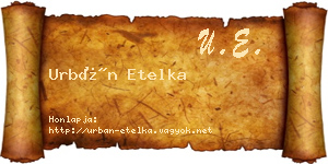 Urbán Etelka névjegykártya
